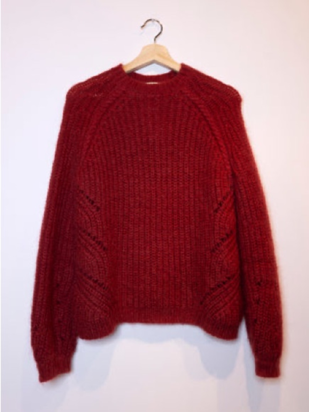 Rare Sézane Dwee Mohair Wool Jumper Red Rouge Sweater Retro Relaxed Fit XS
